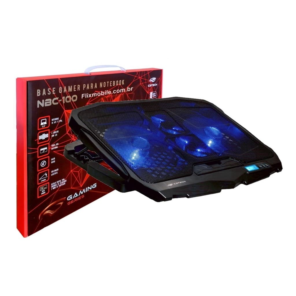 Base Refrigerada Com 4 Coolers Para Notebook Gamer de até 17 Polegadas