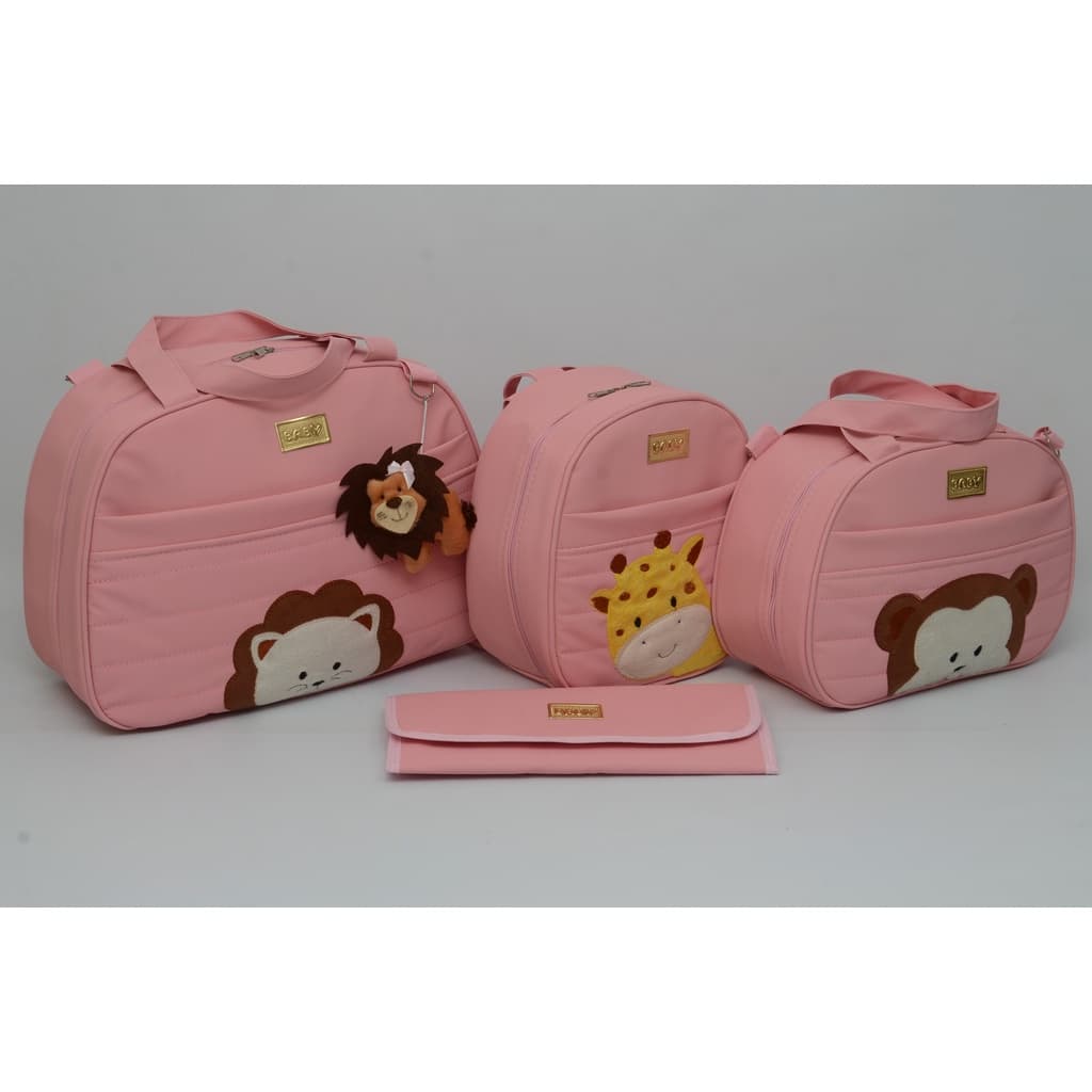 Kit Bolsa Mala Maternidade Feminino 4 Peças Luxo Safari