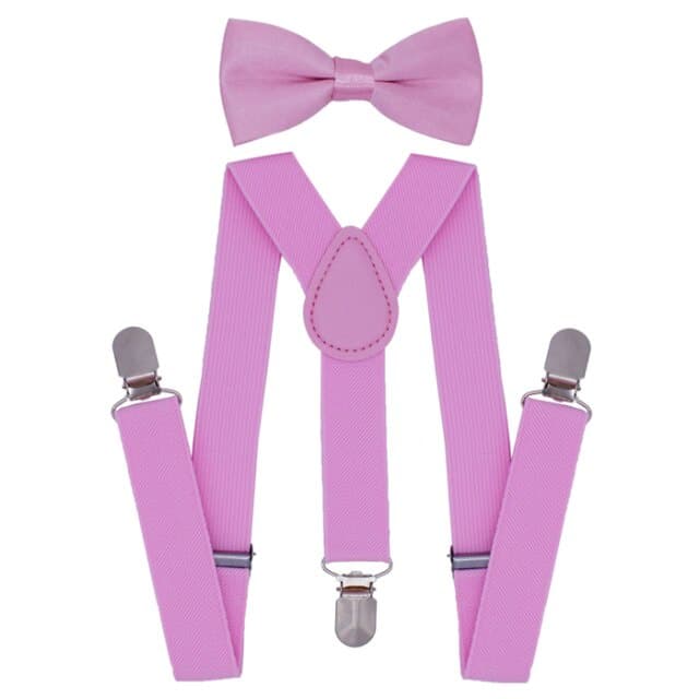 Kit Suspensório+gravata Borboleta  Rosa bebe para criança