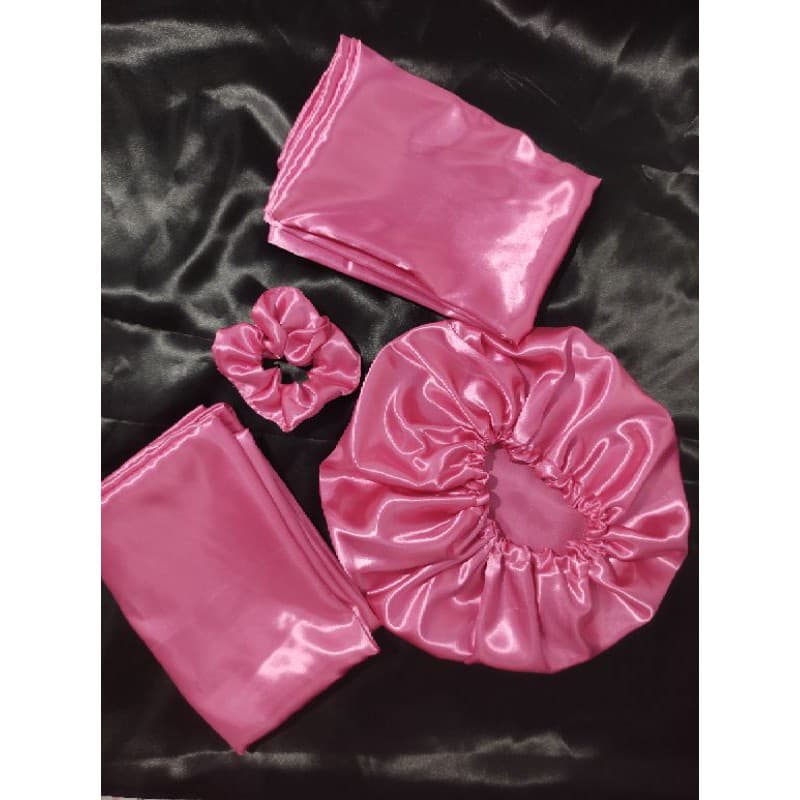 Kit 1 fronha de cetim + 1 touca de cetim anti- frizz + 1 xuxinha de cetim scrunchies