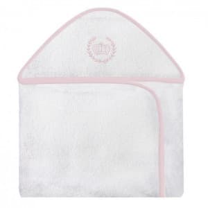 Toalha Com Capuz Bordada Realeza Coroa Rosa Forrada Toalha Fralda 100% Algodão