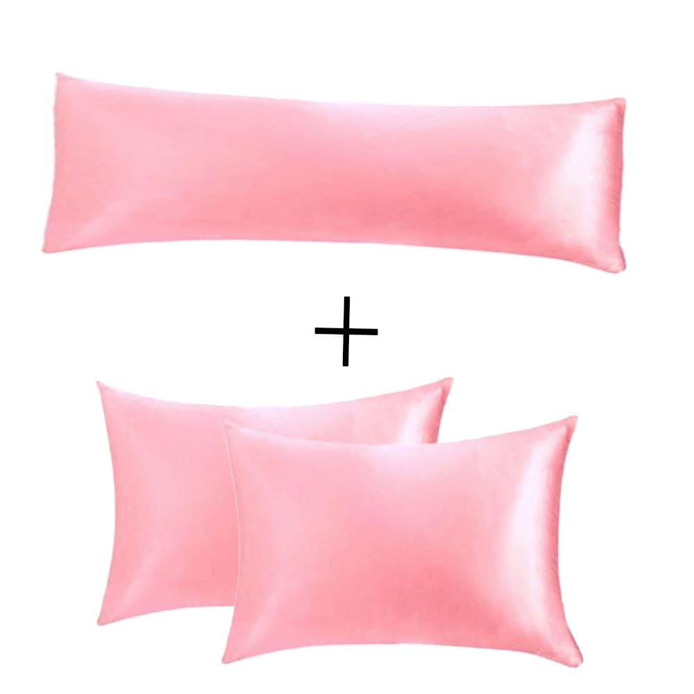 Capa De Xuxão + Par De Fronhas Em Cetim 100% Charmousse Antifrizz Brilho Anti Rugas E Marcas Do Sono