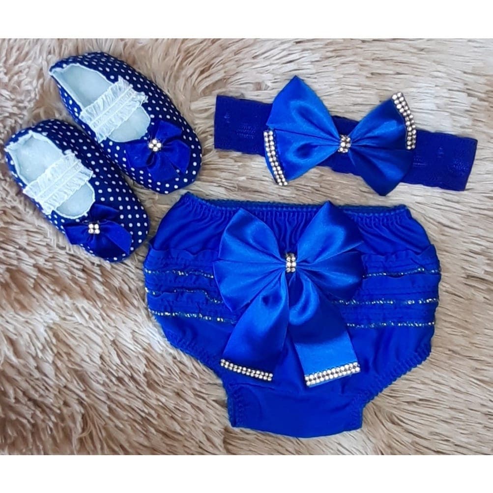 3 a 6 kit calcinha + tiara + sapatinho