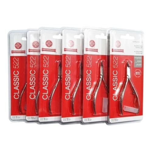 Kit Alicate Manicure Mundial 522 Aço Niquelado Com 6 Unidades