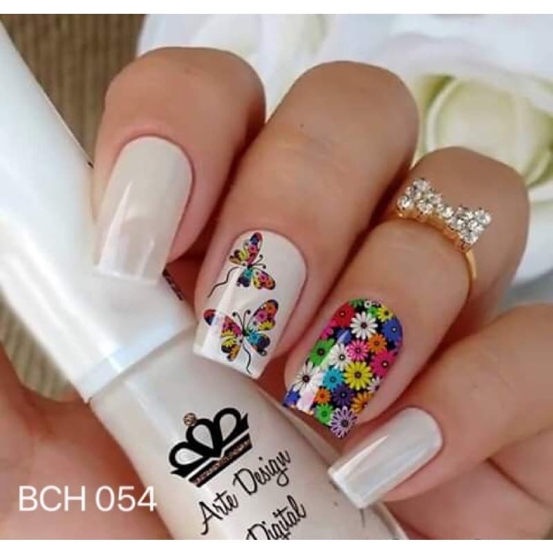 Película de unha borboletas cartela com 12 adesivos  BCH - 054  Adesivos,películas,unhas,nails art,unhas decoradas
