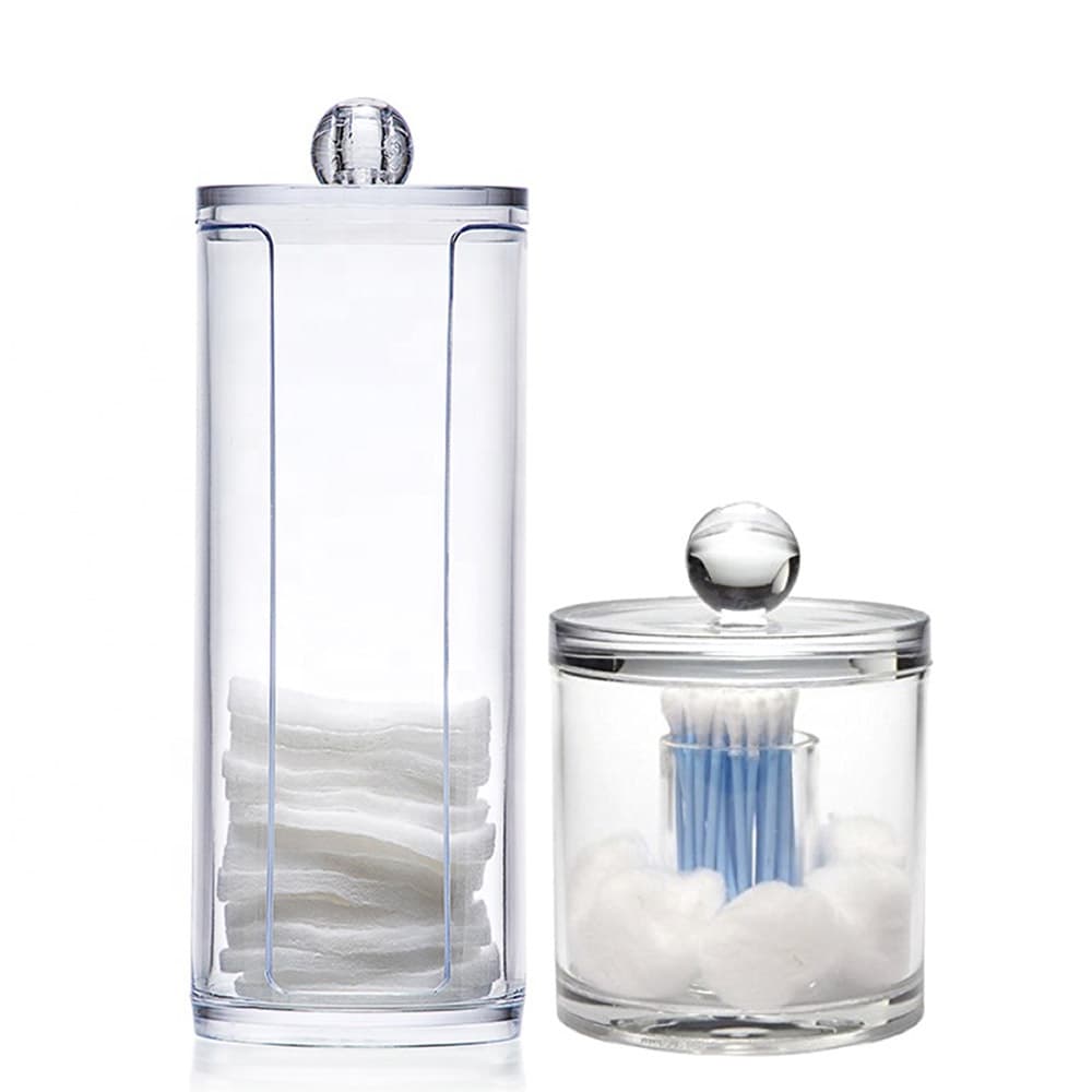 Kit Porta Cotonetes e Algodão em Disco em Acrílico