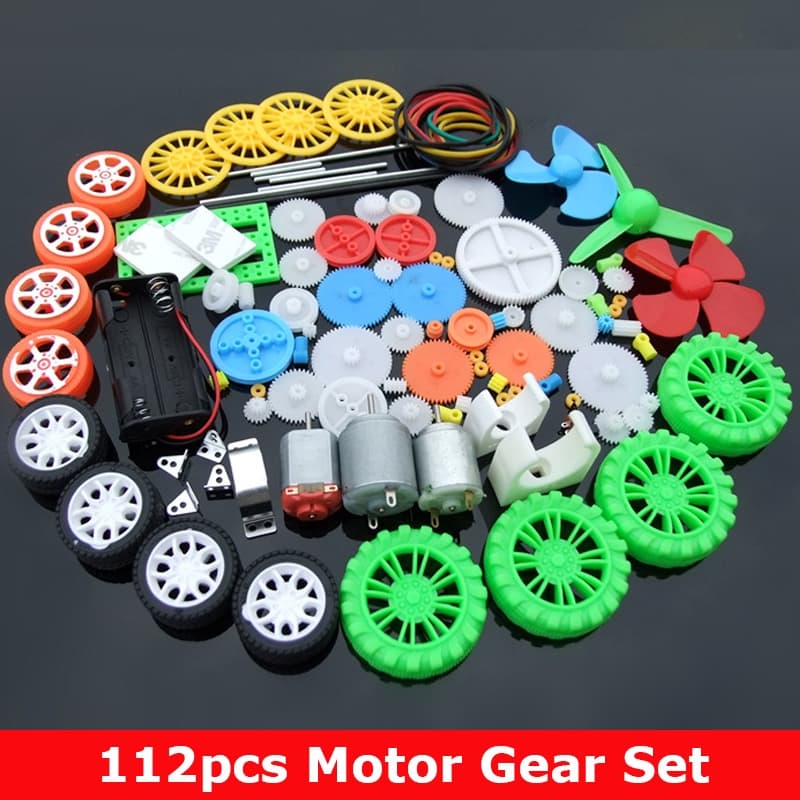 Kit 112 Peças Motor DC com Engrenagens e Hélice para DIY, Robótica, Carros e Barcos