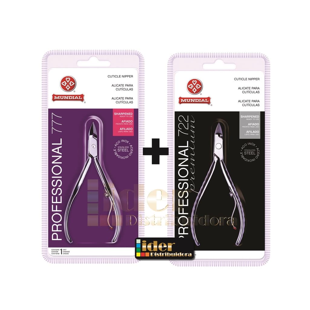 Kit Mundial Alicate 777 + Alicate 722 de Cutícula Profissional de Inox