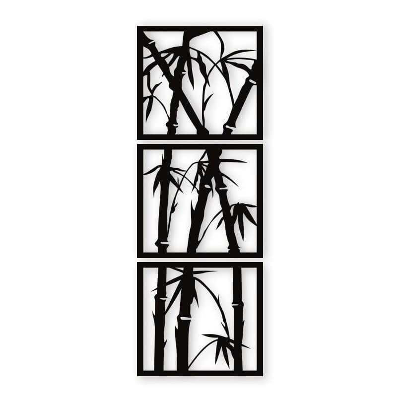 Quadro Decorativo Vazado Bambú Decoração Casa Quarto Sala MDF Preto