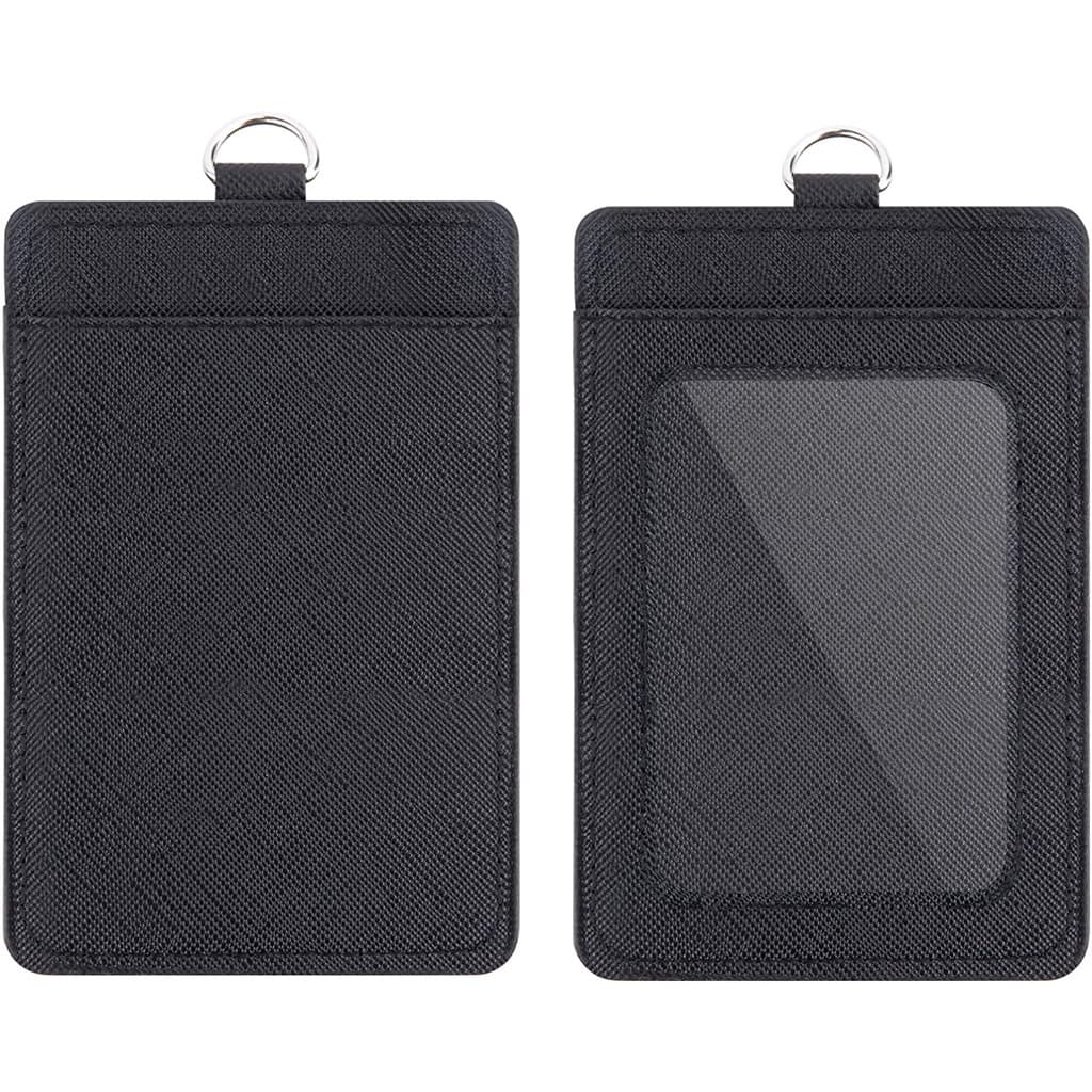 1Pc ID Porta-Cartão De Couro PU Vertical Com 1 Janela De Identificação Transparente & 2 Slots De Crédito