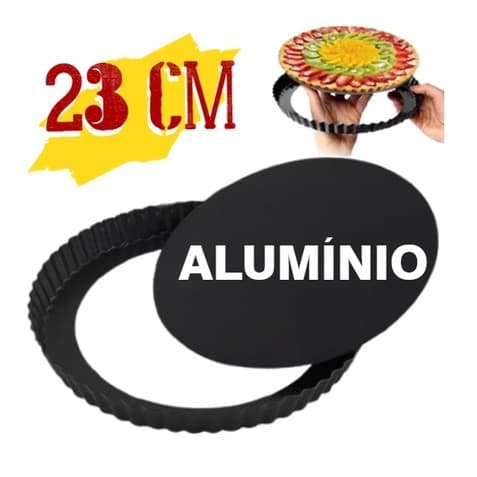 Forma de Torta Crespa Fundo Removível Teflon 23 cm Alumínio Antiaderente Quiches fundo falso