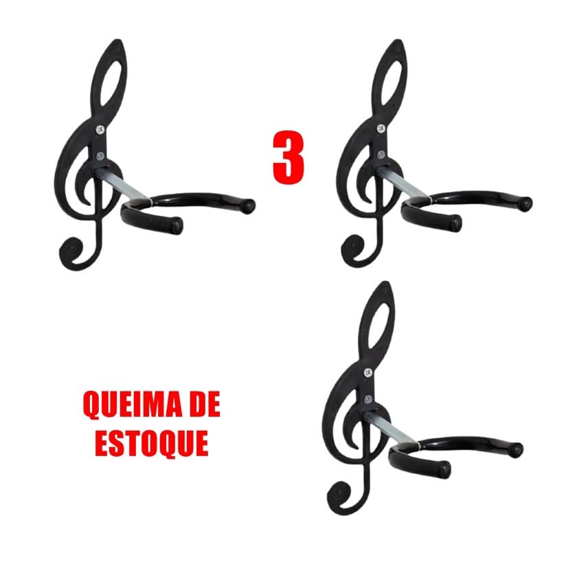 Suportes De Violão Parede, Guitarra, Baixo, Cavaquinho,banjo Viola Ukulele Com Clave De Sol 3 UN