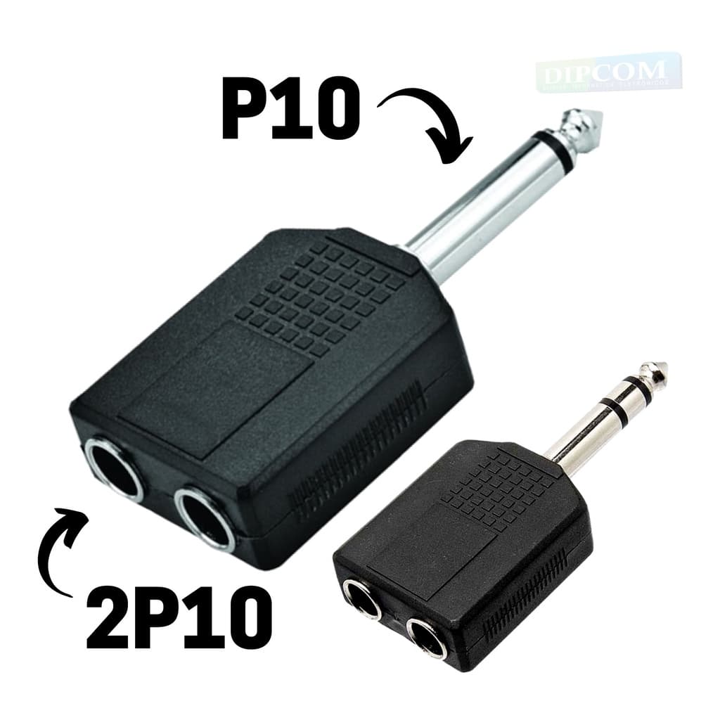 Adaptador P10 fêmea x P10 [ P10 2Fêmea x P10 Macho]