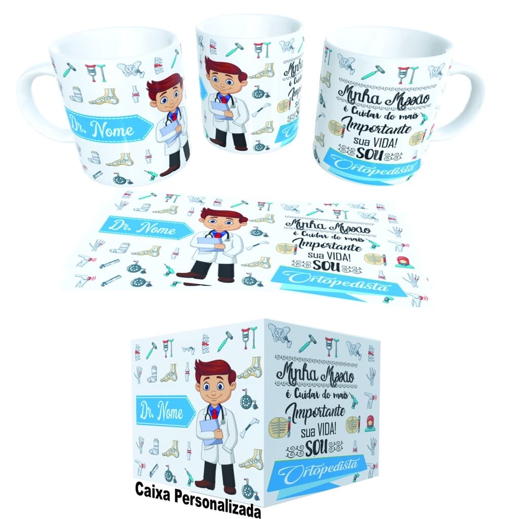 Caneca Porcelana - Ortopedista + Caixa Personalizada