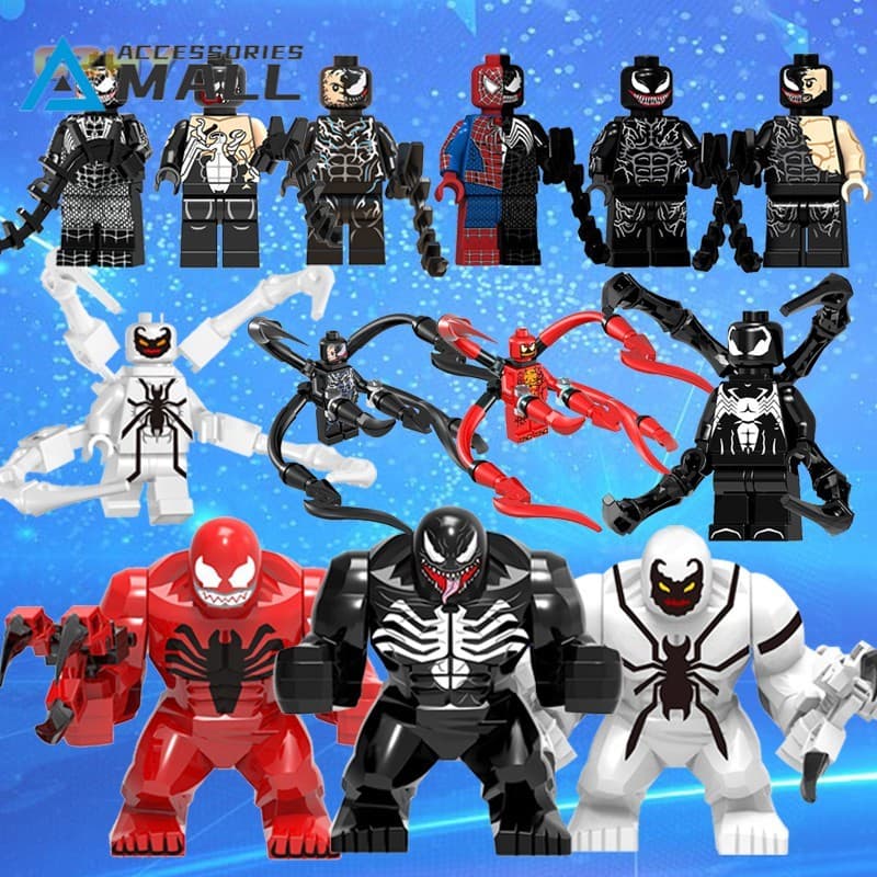 8pcs Blocos De Montar Brinquedo Riot Carnage Venom Lego Minifigures Educação Tijolos Bloco