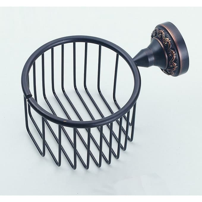 Preto Óleo-Friccionado Bronze Banheiro Fixado Na Parede Rack De Tecido Higiênico Lavagem Om Rolo Cesta De Papel Titular