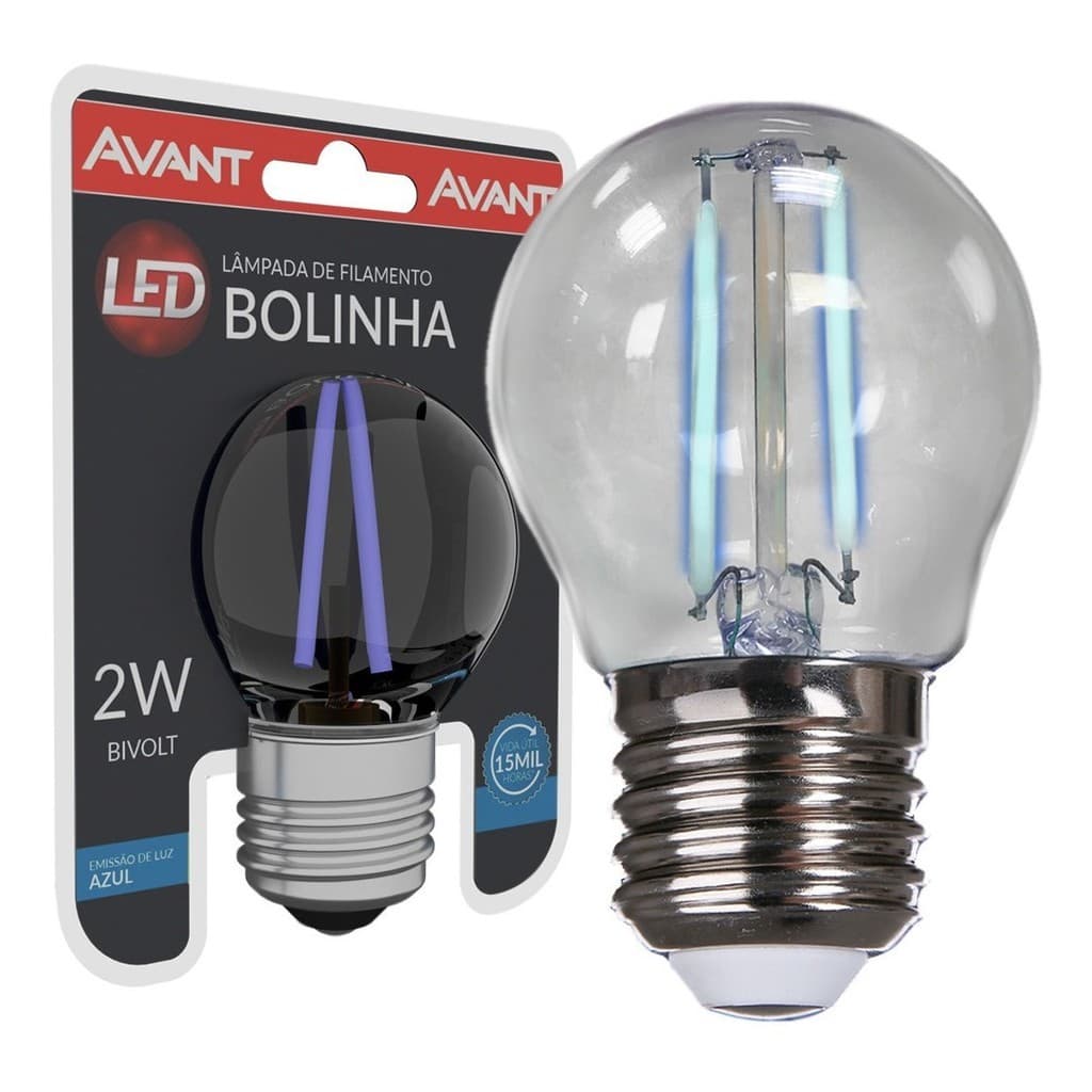 Lâmpada Led Bolinha 2w Bivolt E27 Cores ( Vermelha Verde Azul ) - Filamento - AVANT