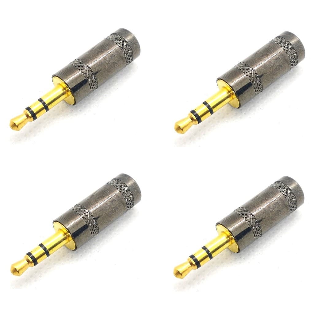 Kit 4 Conector Plug P2 Stereo Macho Connext Banhado A Ouro