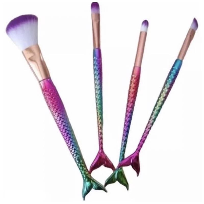 Kit Pincel de Maquiagem Sereia Para Blush Pó Sombra Contorno
