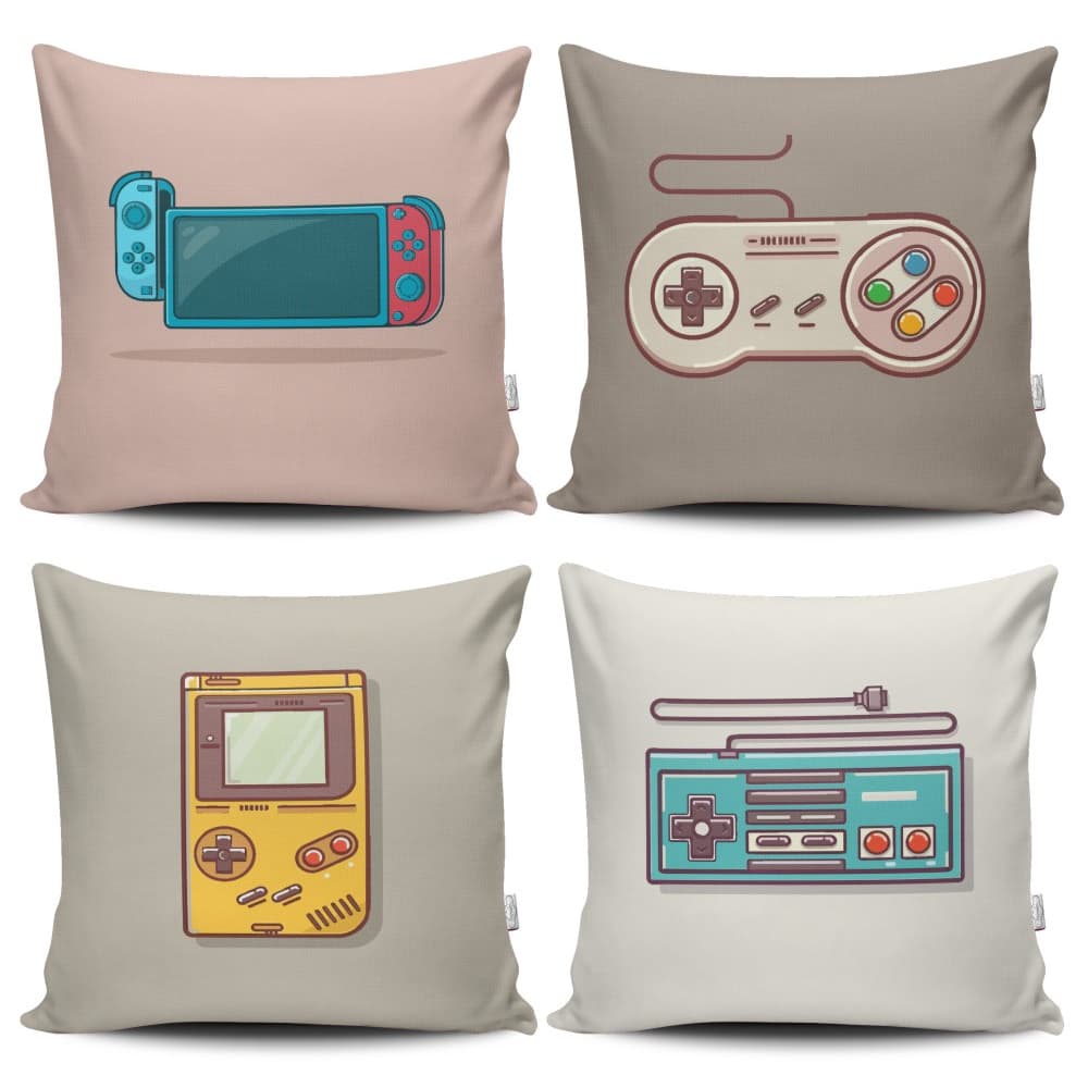 Kit 4 Almofadas Silicone Premium Estampadas Modernas - 42 cm x 42 cm - Gamer