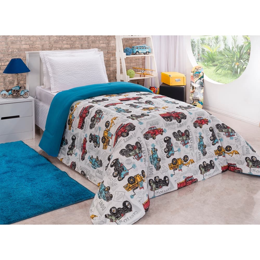 Coberdrom Malha Solteiro Infantil - Carros