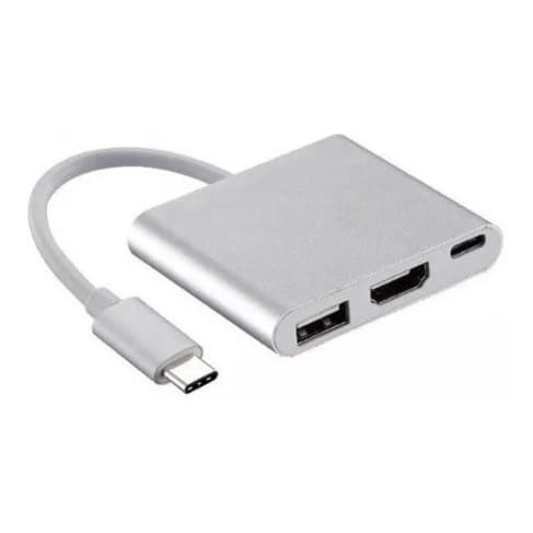 Adaptador 3x1- Usb 3.1 Tipo-c Thunderbolt 3.0 X Hdmi Usb T-c