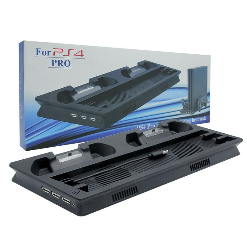 Base Suporte Cooler Carregador 3 USB PlayStation 4 Pro Preto