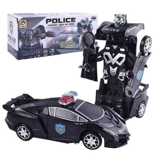 Brinquedo Carro Polícia 2 Em 1 Transformers Robô