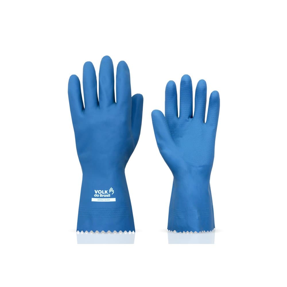 Luva Látex Verniz Silver Slim Azul Ca 37277 Volk