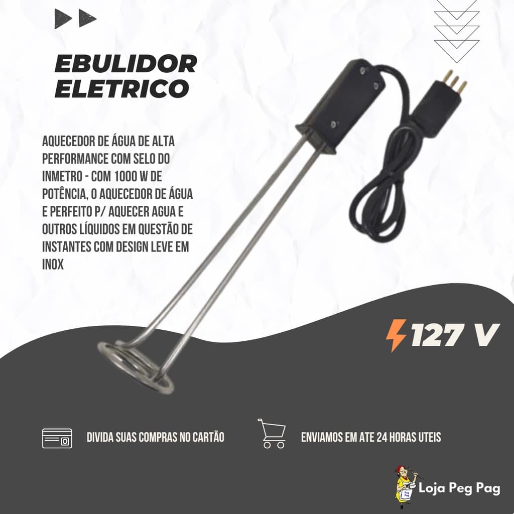 Ebulidor Eletrico Mergulhao Rabo Quente 127V Ferve água Rápido, Aquecedor de água.