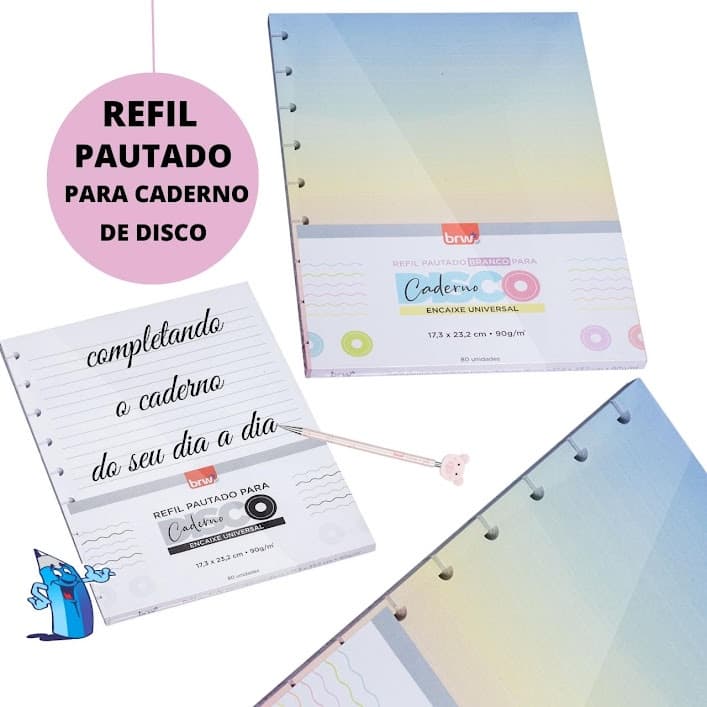 REFIL PARA CADERNO ARGOLADO 90G 80 FOLHAS DEGRADE17,3X23,2CM