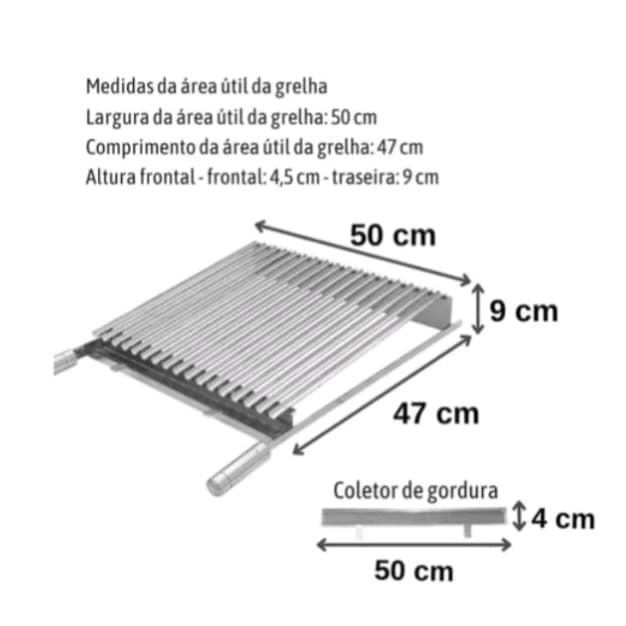 Grelha Argentina Parrilla Inox 50x50 Picanheira para Churrasqueira Profissional