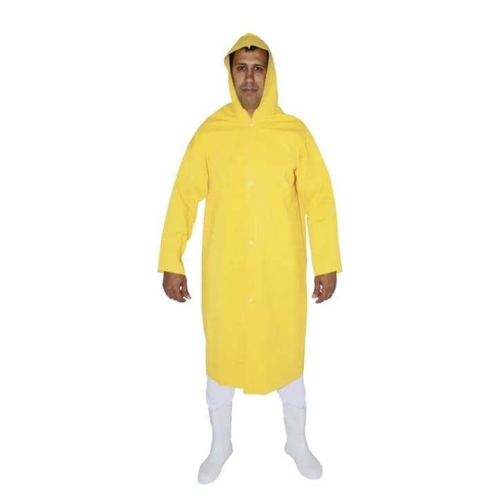 Capa de chuva PVC plastico amarela  impermeável FORRADA com capuz EPI ca