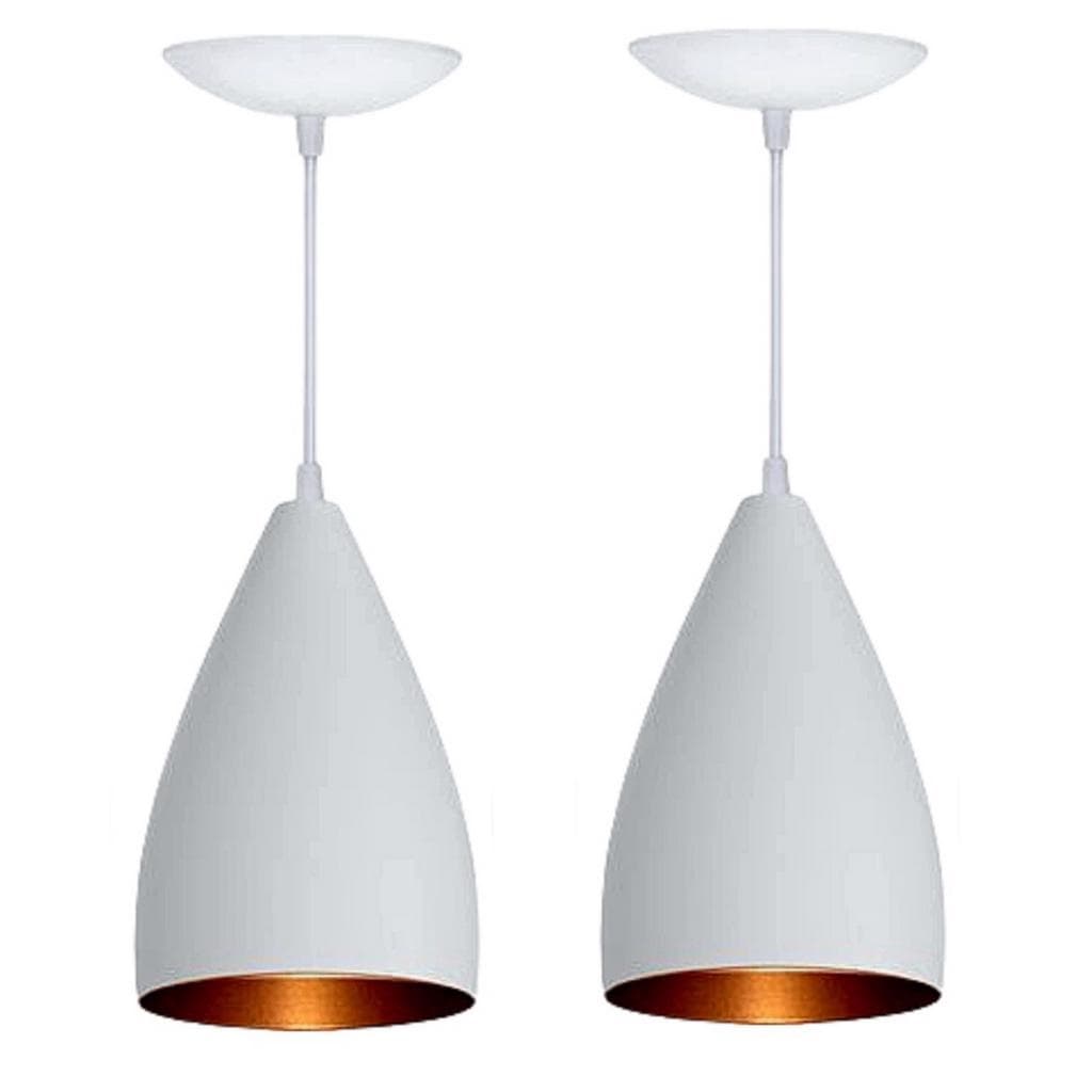 Lustres Kit 2 Pendente Vegas Luminaria Branco com Cobre