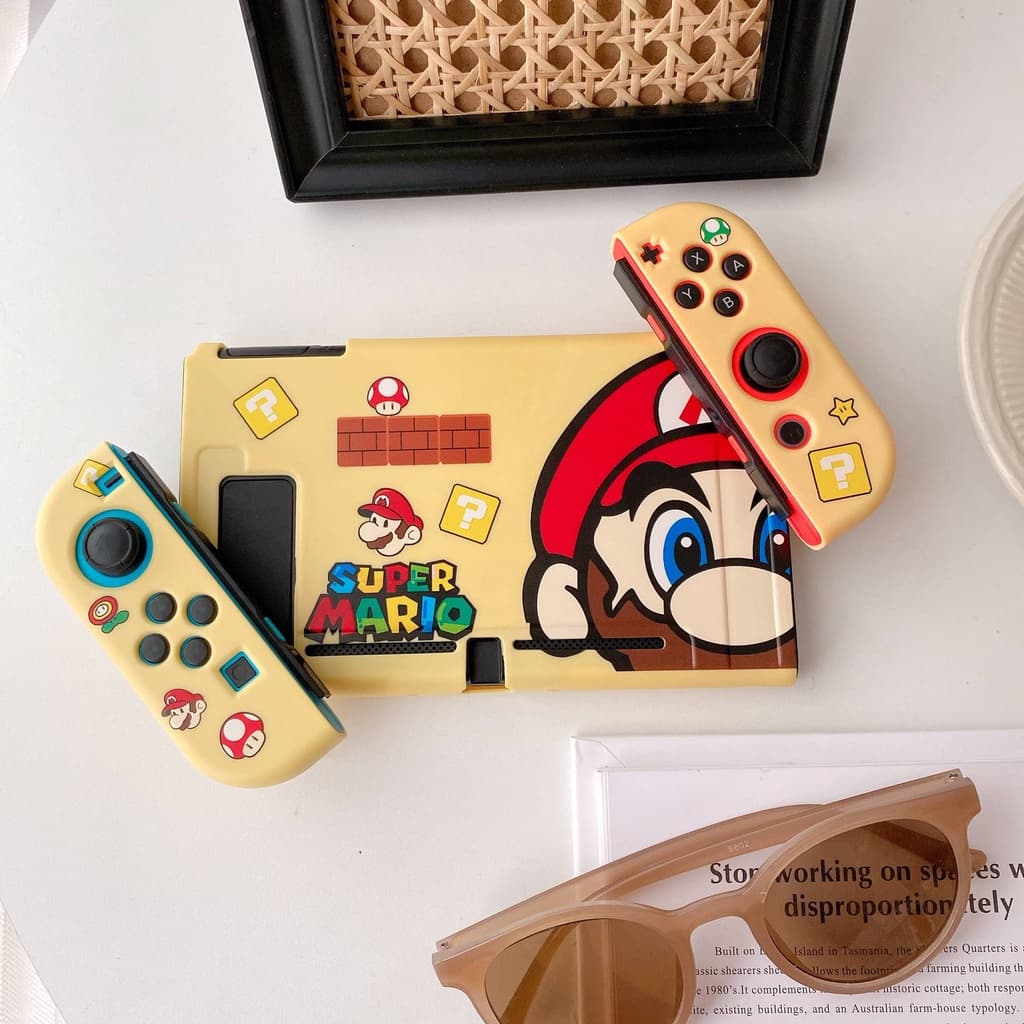 2021 Capa De Silicone Flexível De Desenho Amarelo / Super Mario Nintendo Switch À Prova De Choque