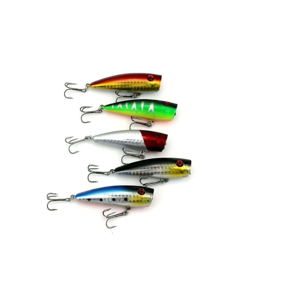 Kit 5 Iscas Artificiais de Pesca Popper Superfície 6.8 Cm Pesca