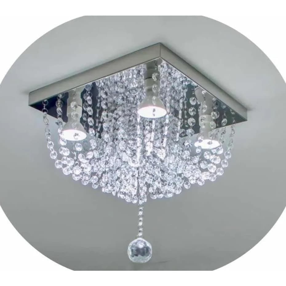 Lustre de Cristal Acrílico de Alto Brilho Base de Inox de 20x20cm Para Sala De Estar hall de entrada