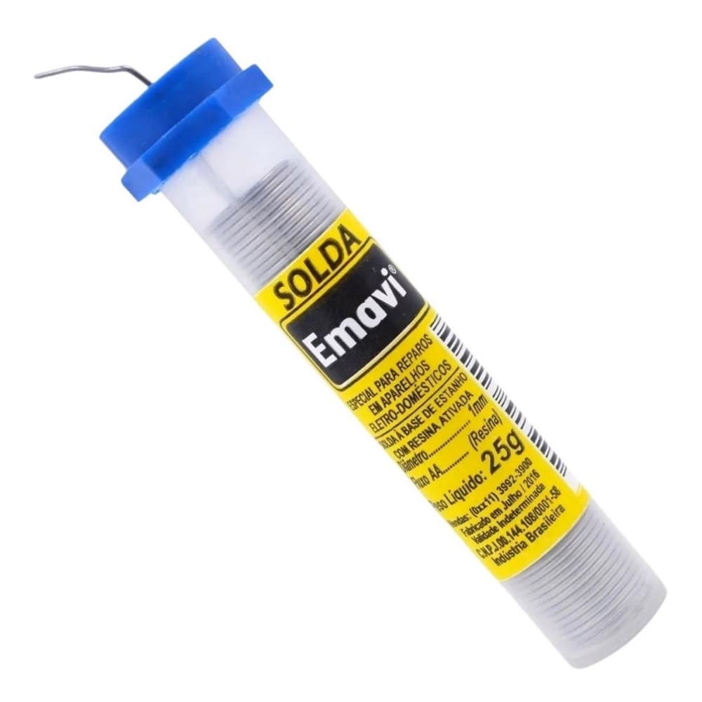 Tubo Estanho Para Solda Azul 63x73 25 Gramas 1mm Emavi