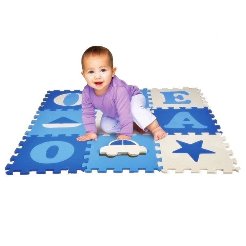Tapete De Atividades Tatame Infantil Eva Menino Vogais 0812 - Nig Brinquedos