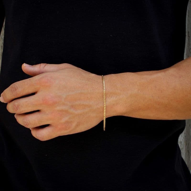 Pulseira Grummet Masculina Fina Banhado Ouro 18k Folheado Dourado