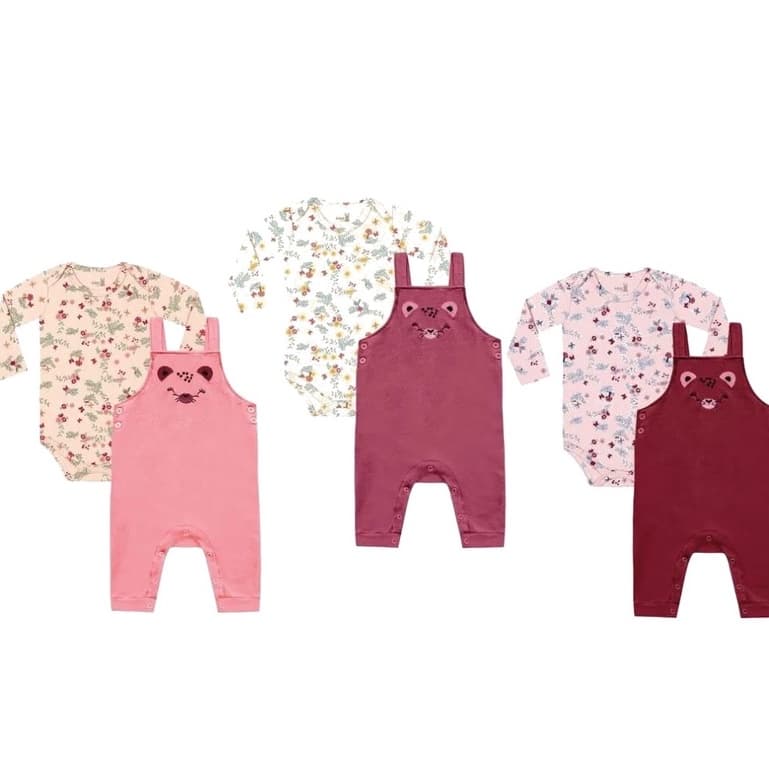 Conjunto G Body E Jardineira Com Estampa De Gatinho Feminino Infantil Kiko E Kika REF. 9479