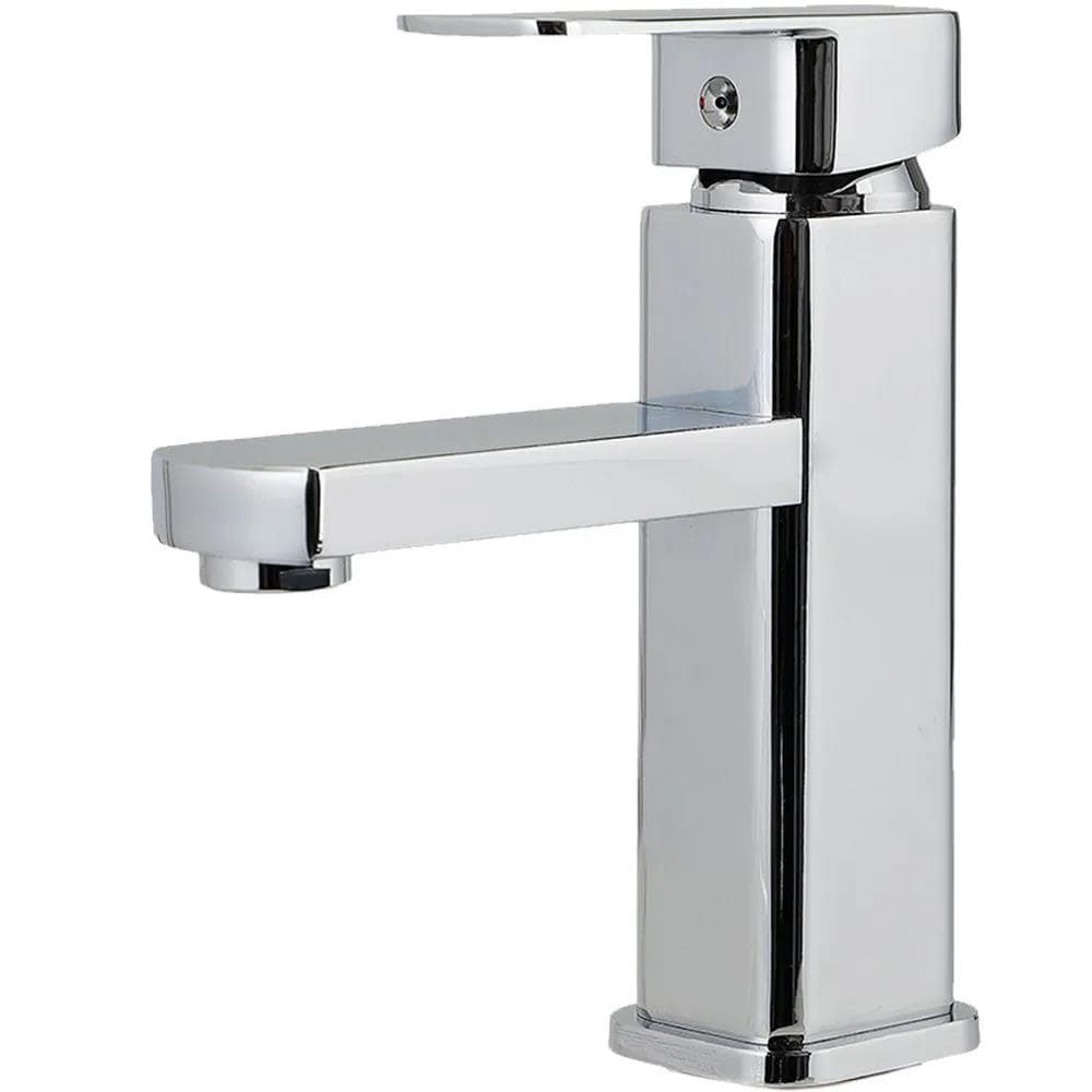 Torneira Para Banheiro Inox Cromada Metal Misturador Q/F Quadrada