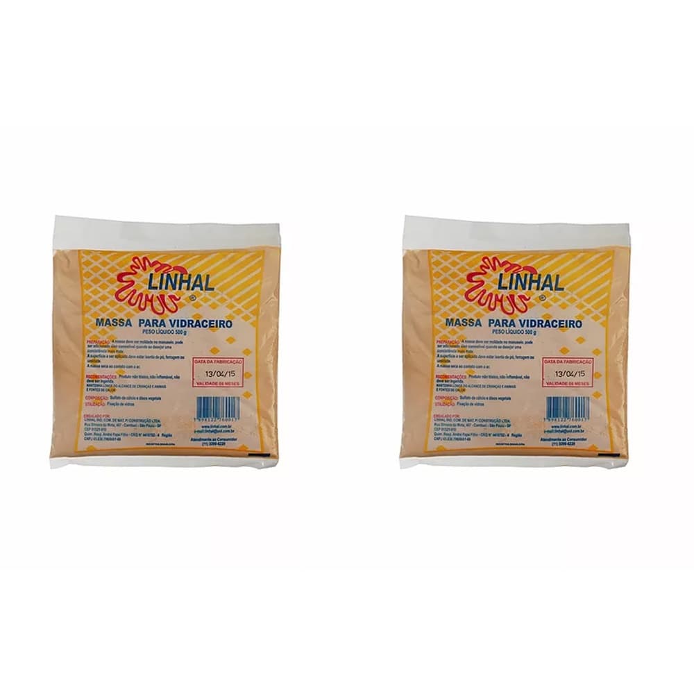Kit com 2 Massas para Vidraceiro Linhal 500g Profissional Original