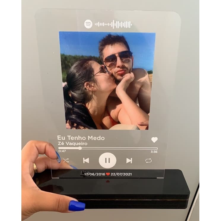 Luminária Foto Casal Personalizada Led RGB 16 Cores