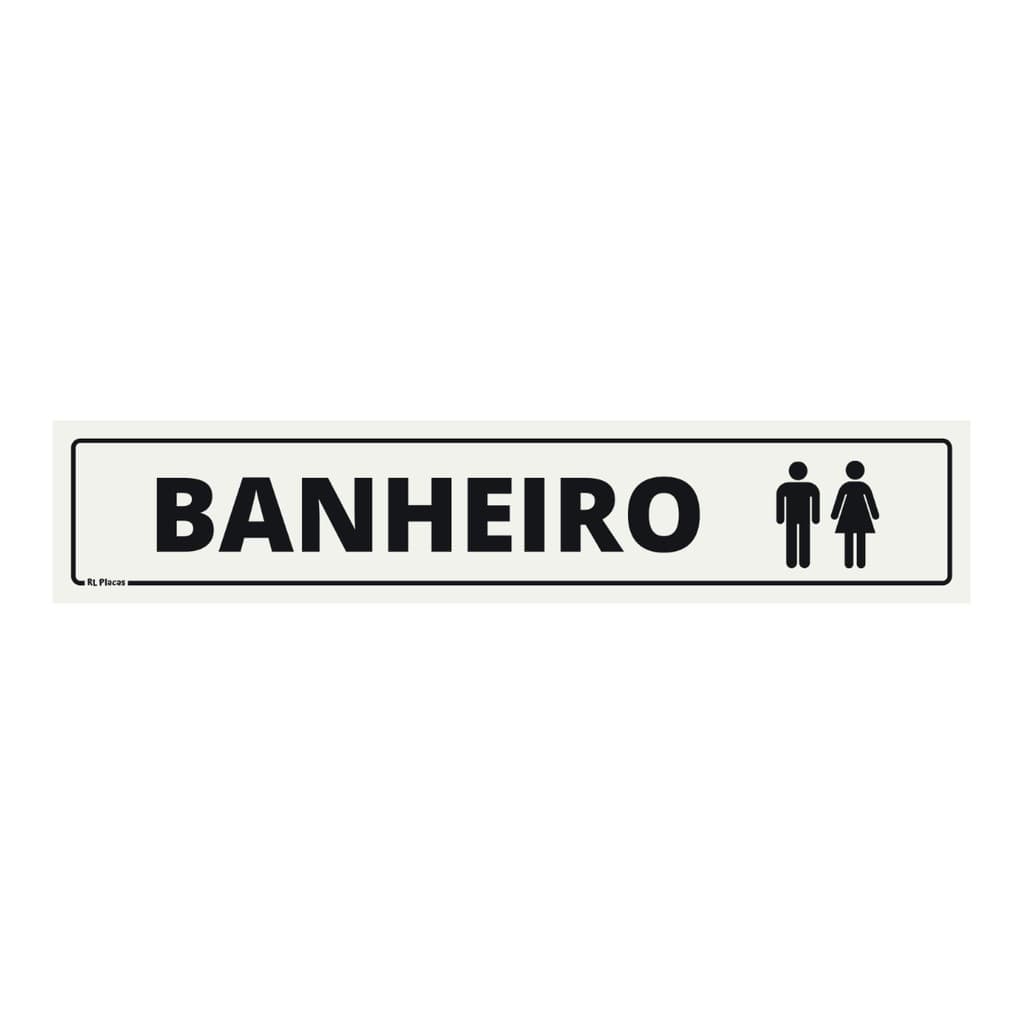 Placa Sinalização Banheiro Unissex Pictograma Preto 25x05