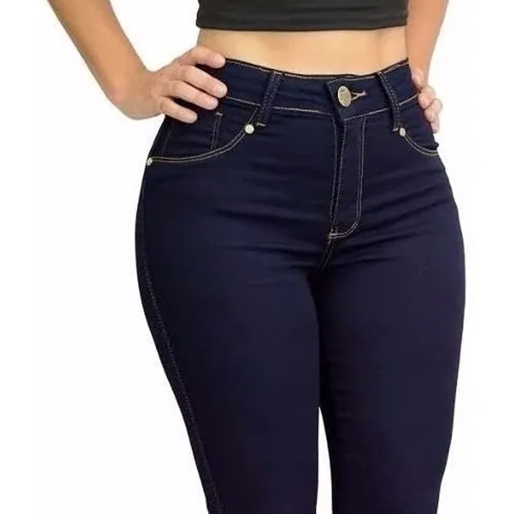 Calça Jeans Feminina Folgadinha Tradicional ótima para trabalho Calca feminina jeans azul marinho