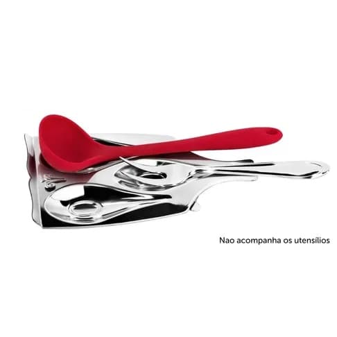 Descanso De Utensílios De Cozinha Conchas Inox 3 Cavidades