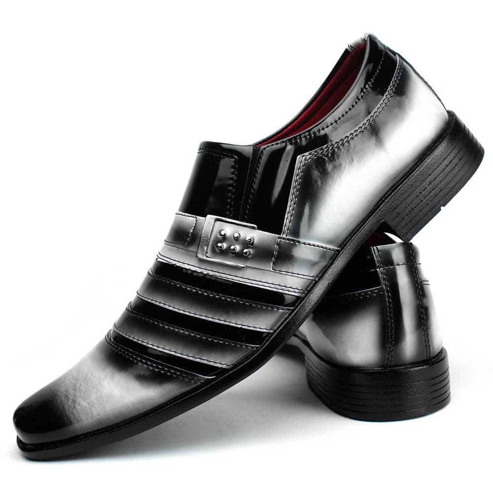 Sapato Social Moderno Preto Branco Confortavel Lançamento