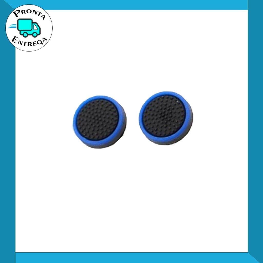 Par de Grip Borracha de Silicone para Botões Analógicos de  PS3, PS4, Xbox - Preto c/ Azul