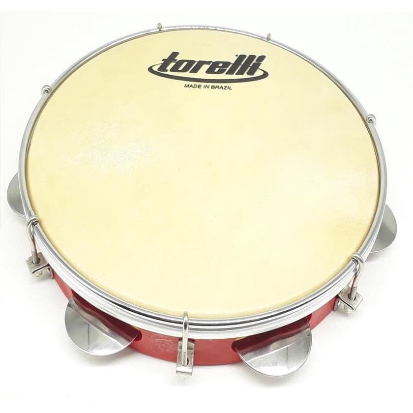 Pandeiro Em Abs Vermelho De 10'' Pele Animal - Torelli Tp300